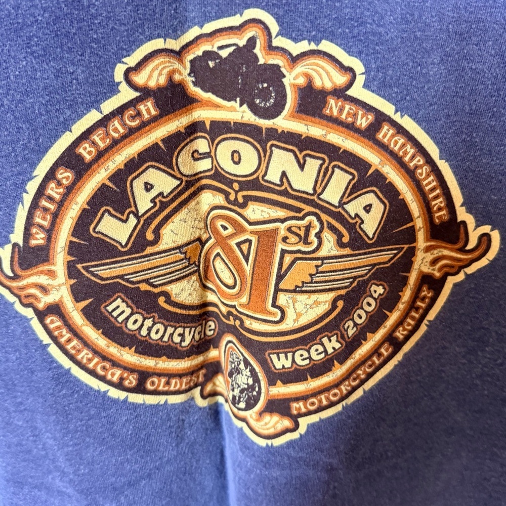 Vintage Harley Davidson Laconia bike week 81st blue long sleeve XL - Picture 3 of 6
